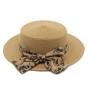 Caramel Straw Hat with Bow webbing
